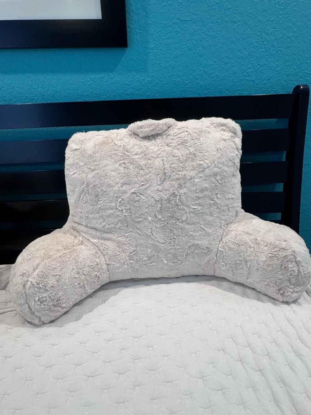 Plush Beige Bedrest Pillow - Supportive Reading and Lounging Cushion